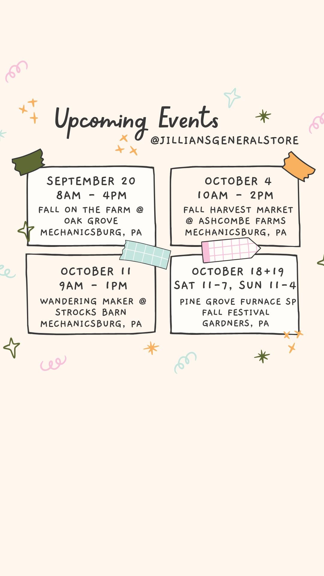 2025 Upcoming Pop-Up Markets