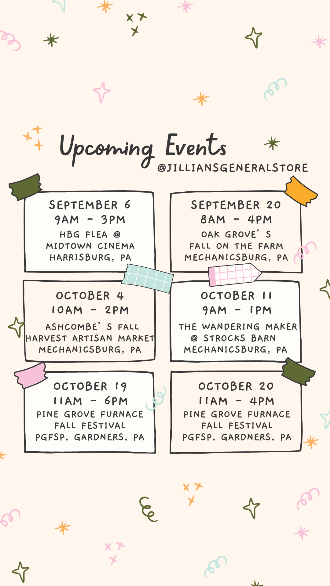 2025 Upcoming Pop-Up Markets