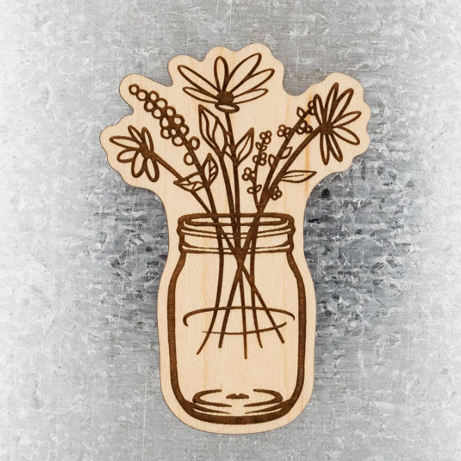 Flower Jar Wood Magnet